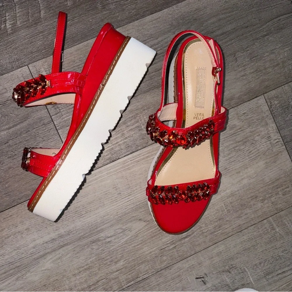 Primadonna Crystal Embellished‎ Platform Sandals Red Excellent Italian eu 40